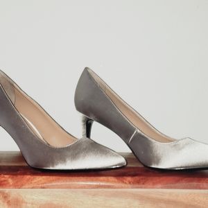 Calvin Klein silk taupe heels